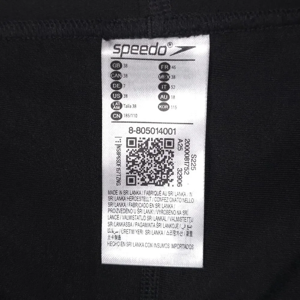 SPEEDO Endurance + Jammer Mens New Swim Trunks 38 Solid Drawstring Black